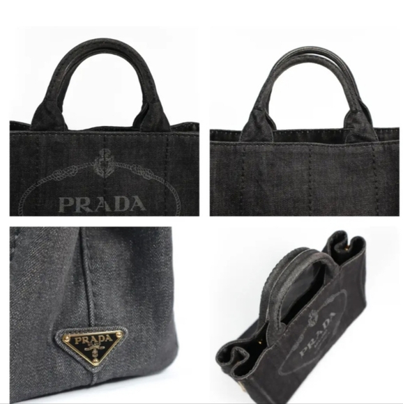 🔥Prada Canapa Logo Nero Denim tote. - Picture 14 of 15